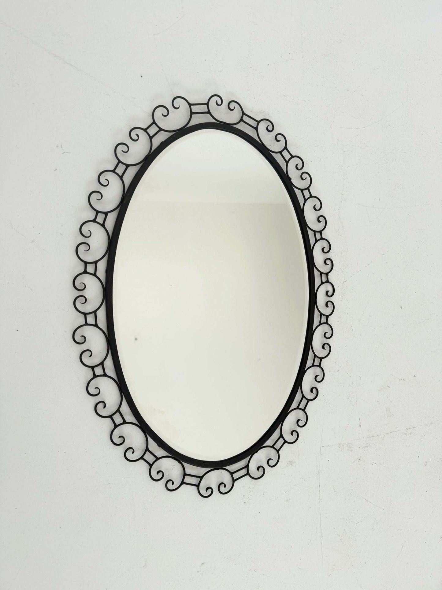 Oval Wrought Iron Mirror – 1960s