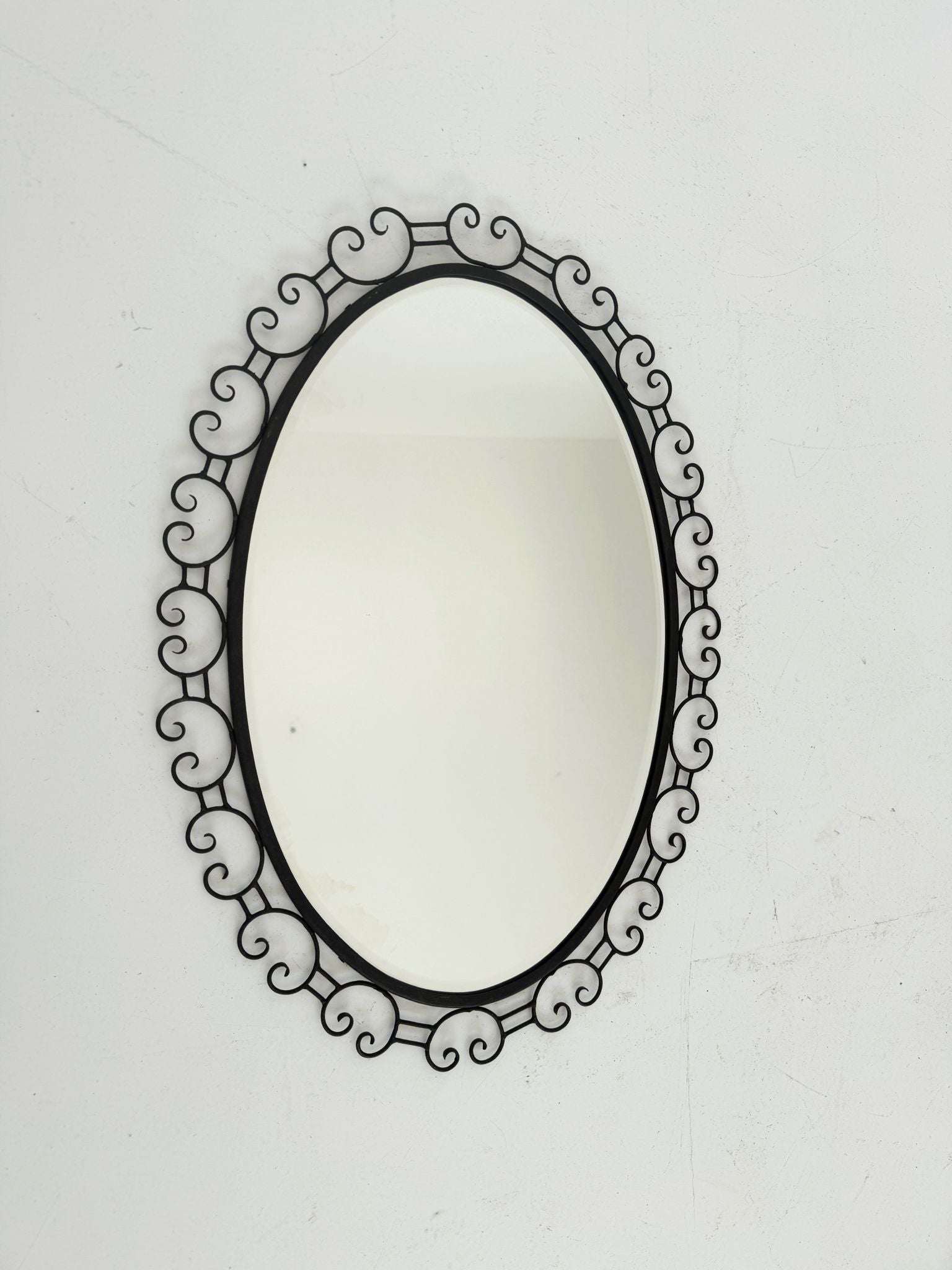 Oval Wrought Iron Mirror – 1960s