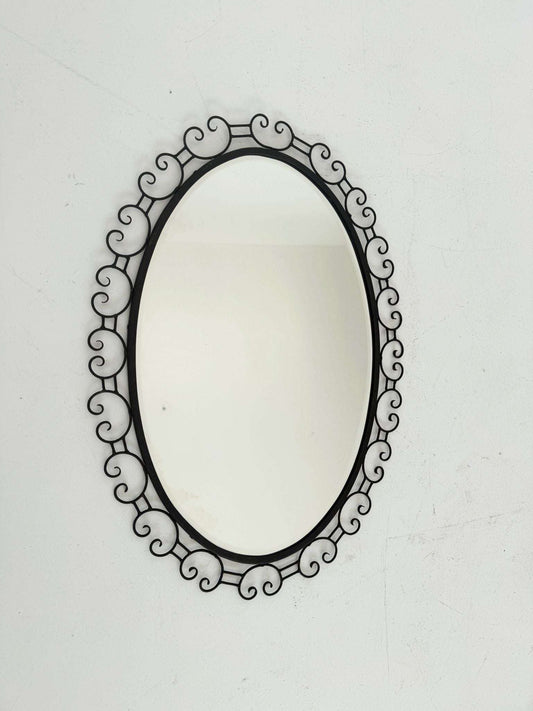 Oval Wrought Iron Mirror – 1960s