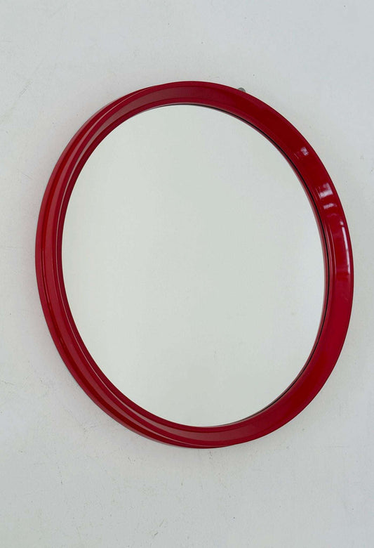 Round mirror with red lacquered frame – 1960