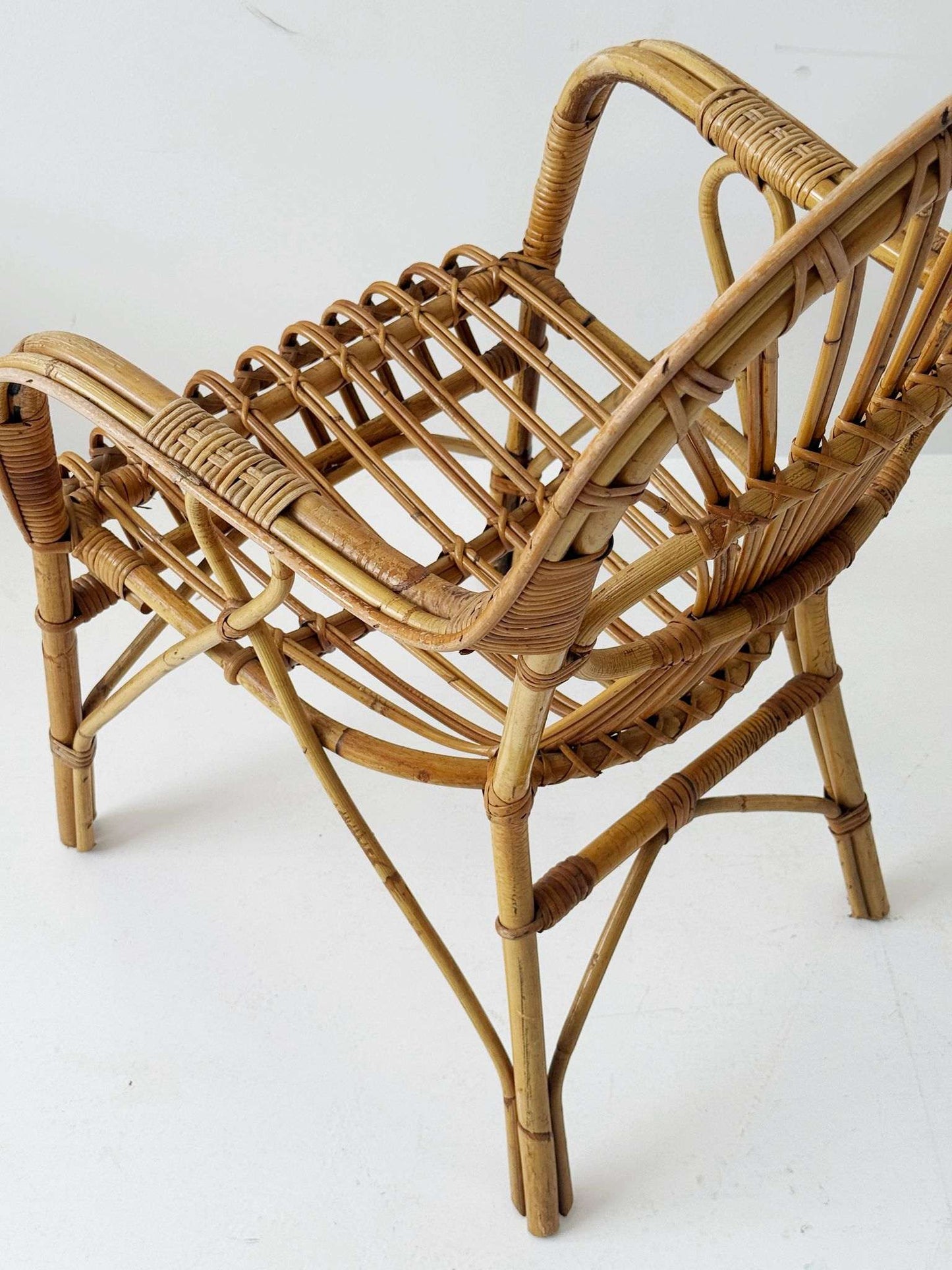 Bamboo and woven rattan armchair, 1960s–1970s