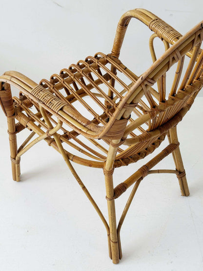 Bamboo and woven rattan armchair, 1960s–1970s