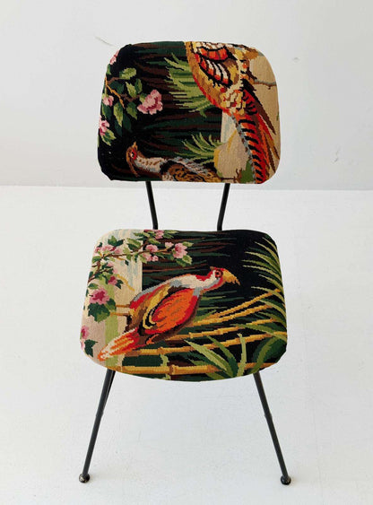 Chair with half-stitch tapestry upholstery – one-of-a-kind piece