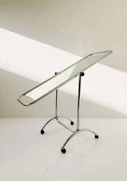 Adjustable floor mirror with chromed steel frame, Italy, 1970s.