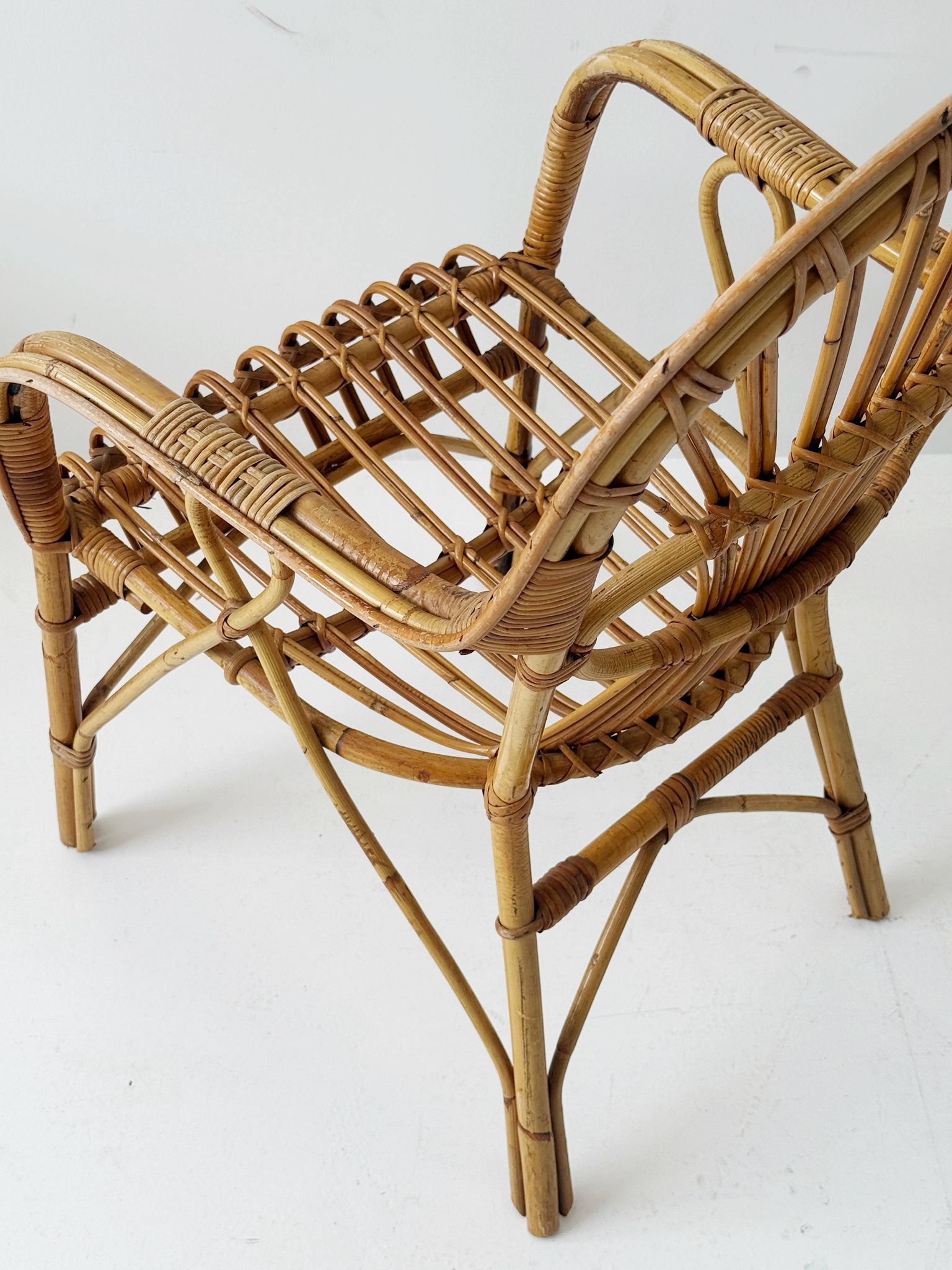 Bamboo and woven rattan armchair, 1960s–1970s