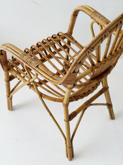Bamboo and woven rattan armchair, 1960s–1970s