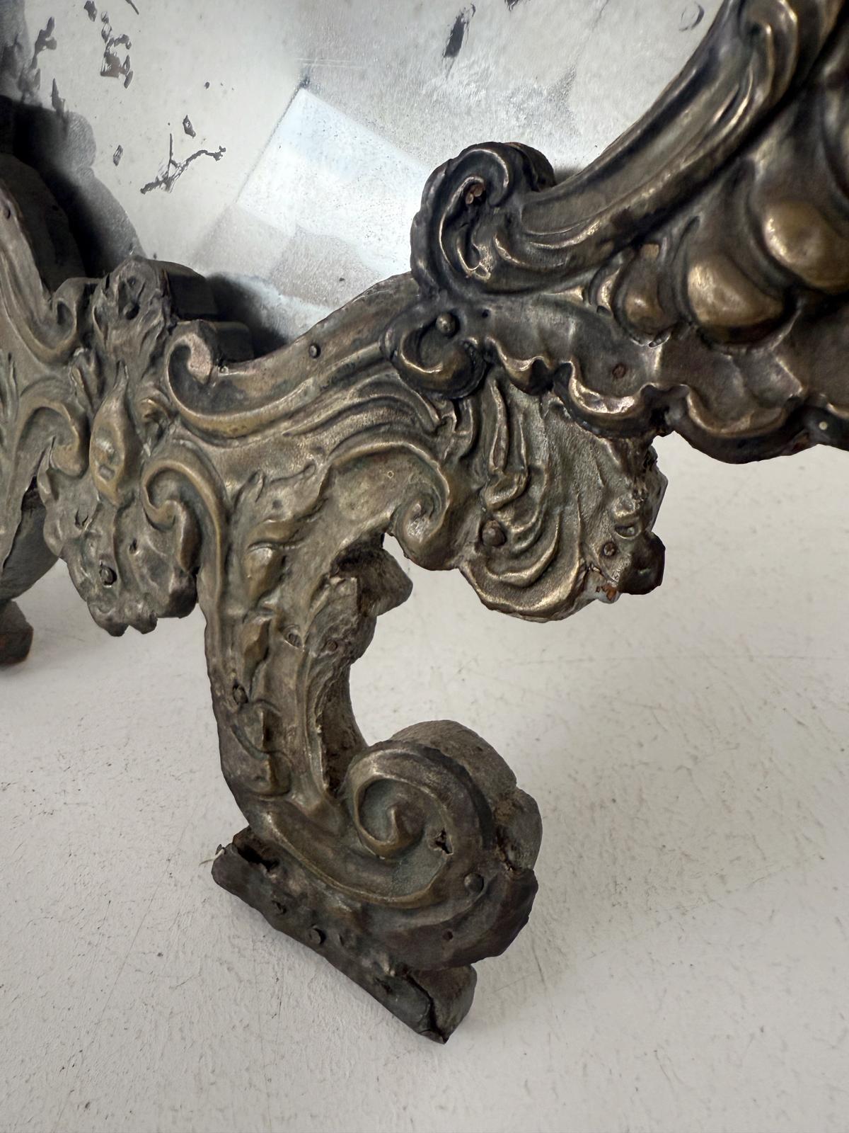 Silver-plated embossed copper altar card, 18th century