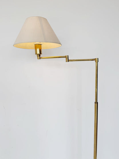 Lampada da terra in ottone telescopica con braccio regolabile