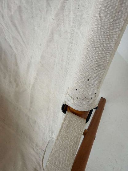 EMU Italy, folding lounge chair in wood and canvas, circa 1980