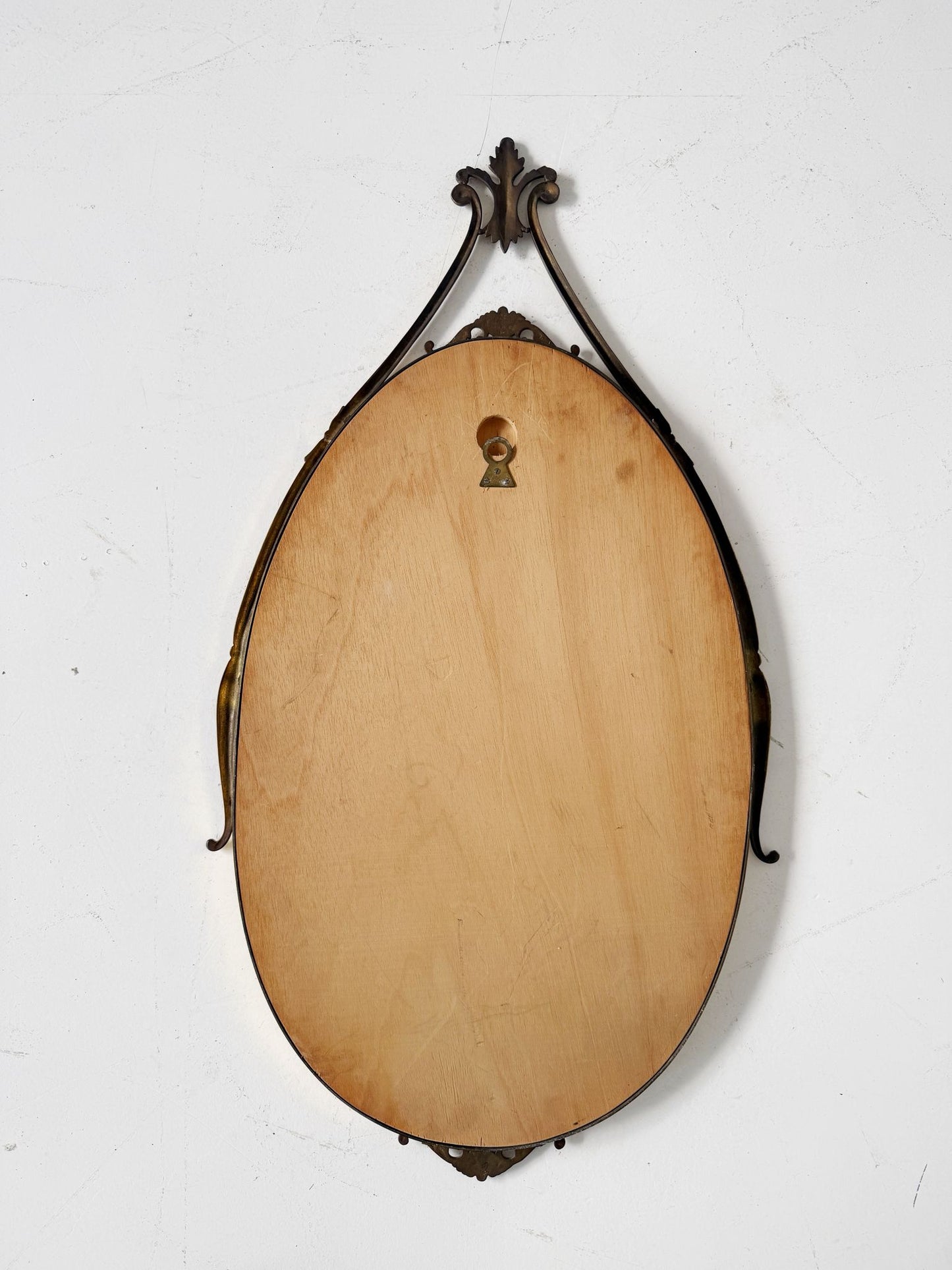 Oval brass mirror, Italy, 1950s