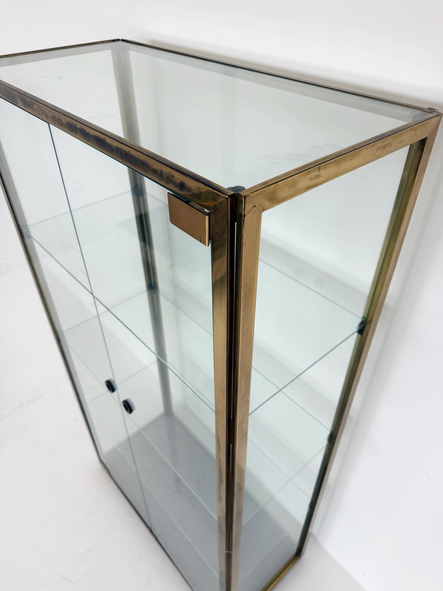 Vintage brass and glass display cabinet, 1970s