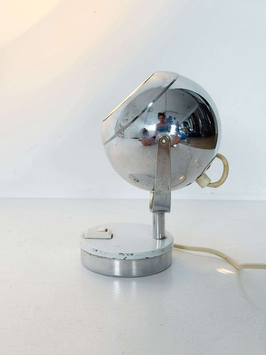 Space Age Chrome Sphere Table Lamp, 1970s