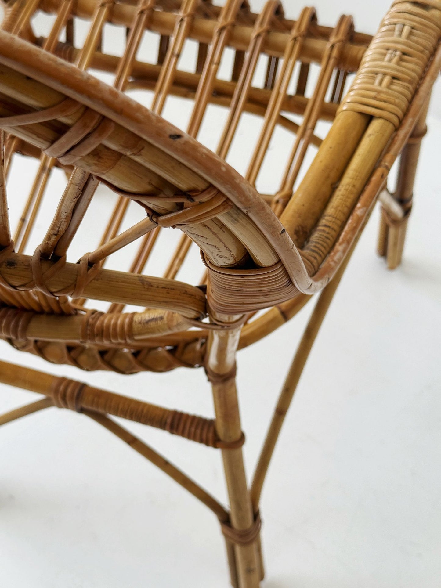 Bamboo and woven rattan armchair, 1960s–1970s