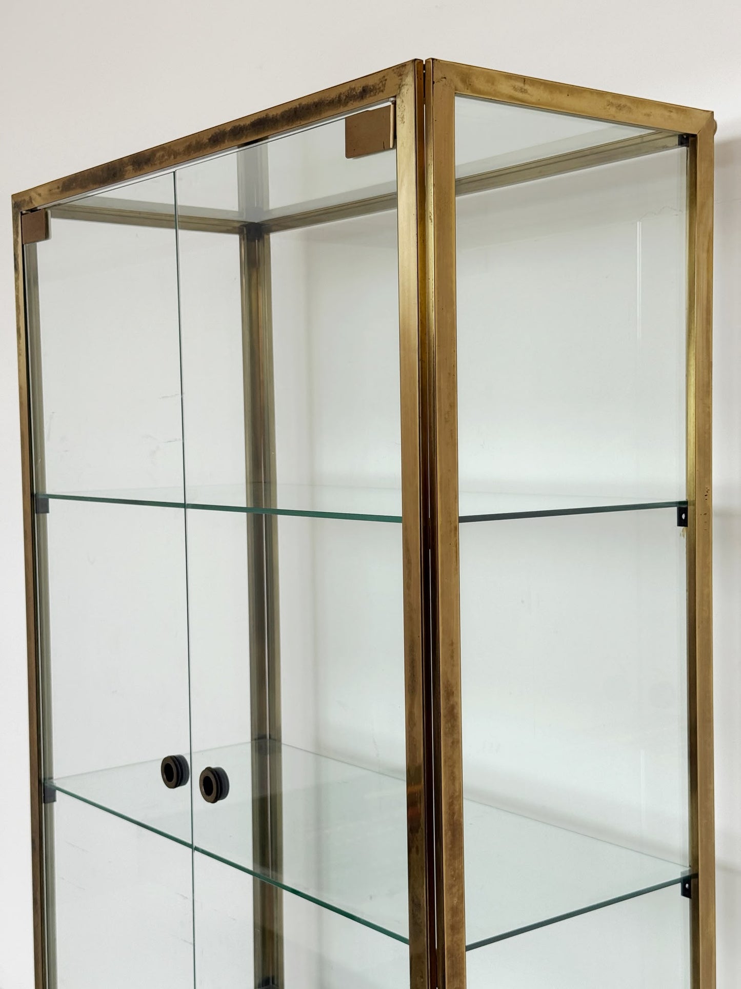 Vintage brass and glass display cabinet, 1970s