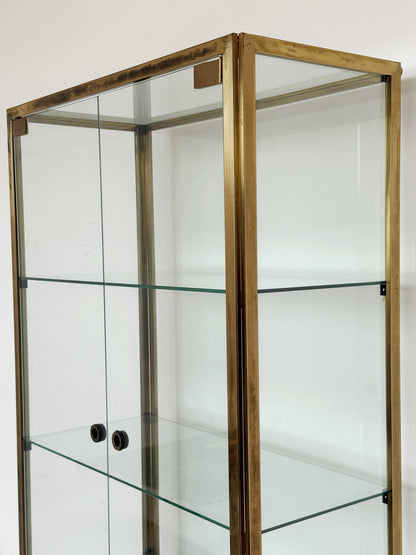 Vintage brass and glass display cabinet, 1970s