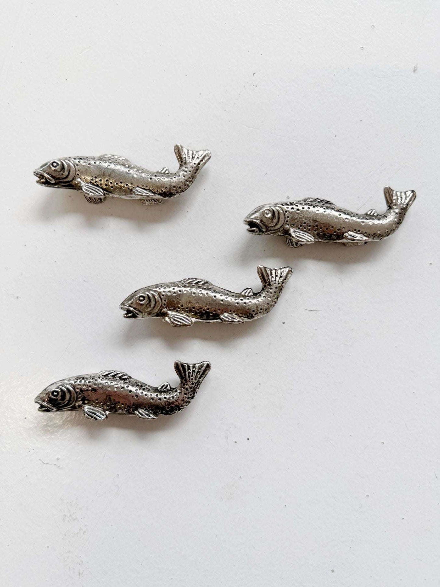 Set of 4 Silver-Plated Metal Fish-Shaped Cutlery Rests (Vintage)