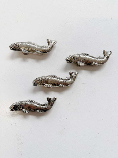Set of 4 Silver-Plated Metal Fish-Shaped Cutlery Rests (Vintage)