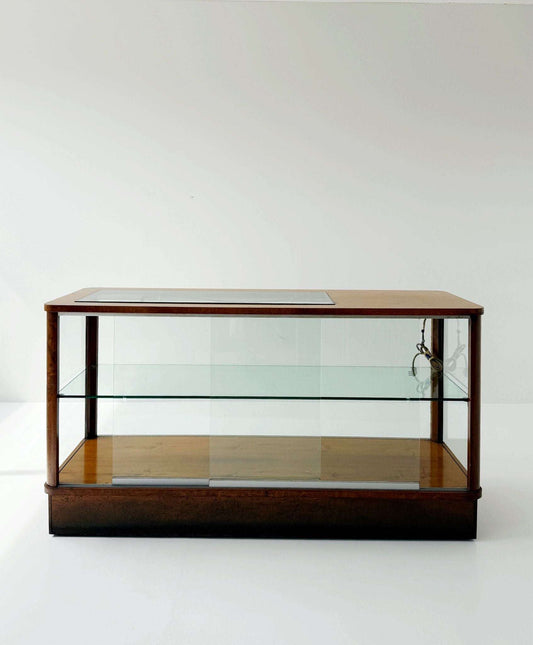 Shop Display Counter with Wood and Glass Frame – 1940s/1950s