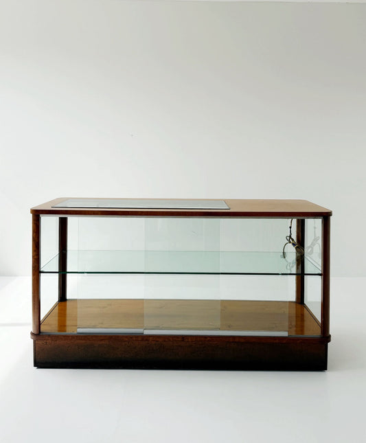 Shop Display Counter with Wood and Glass Frame – 1940s/1950s