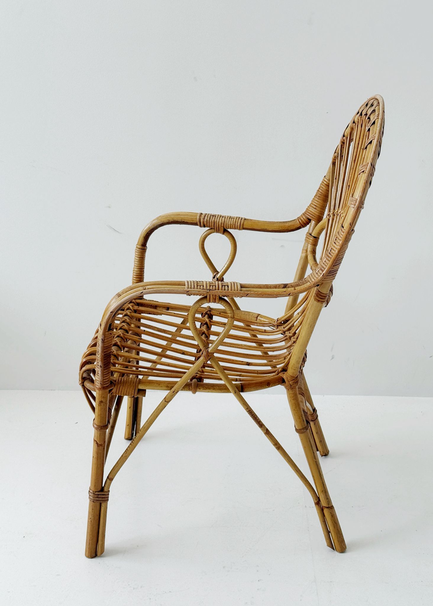 Bamboo and woven rattan armchair, 1960s–1970s