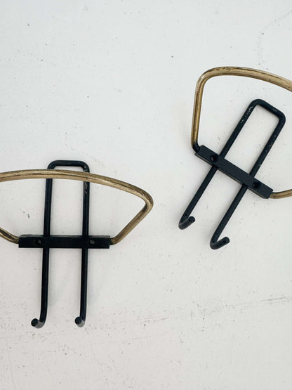 Pair of brass and metal wall hangers – 1950s/1960s design