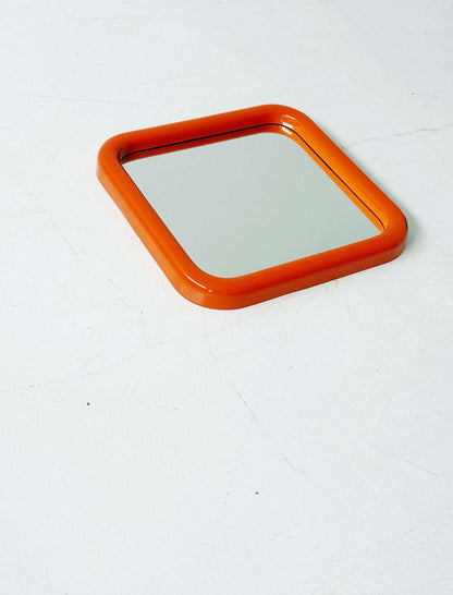mirror with orange plastic frame - 1970s