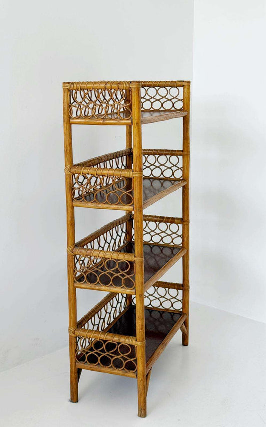 Bamboo and wicker bookcase – 1960