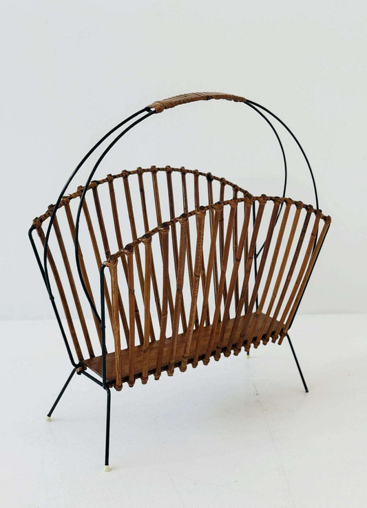 Bamboo and metal magazine rack