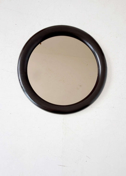 1970s Wall Mirror with Wooden Frame and Smoked Glass