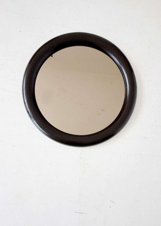 1970s Wall Mirror with Wooden Frame and Smoked Glass