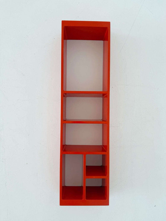 Modular shelf in orange lacquered wood – 1970s