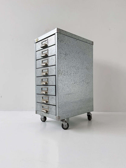 Zinc-plated metal industrial chest of drawers "Zinco by Siarco" – on wheels