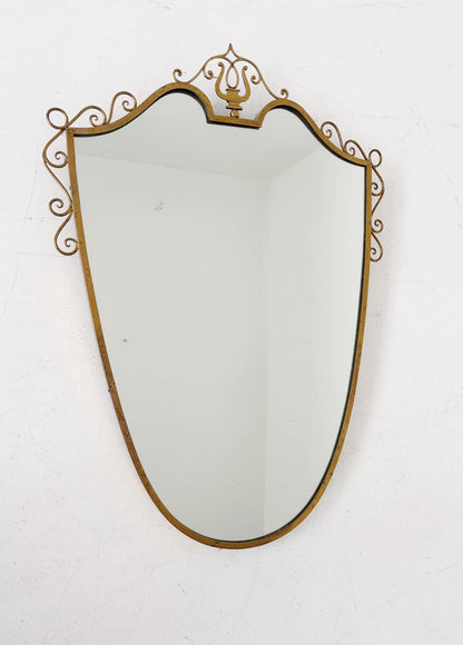 Shaped wall mirror with Art Nouveau frame Italy, 1930s–1940s