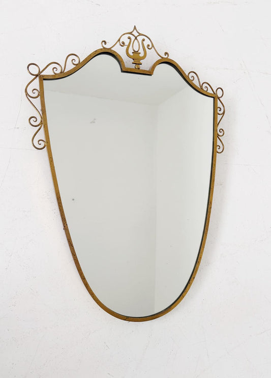 Shaped wall mirror with Art Nouveau frame Italy, 1930s–1940s
