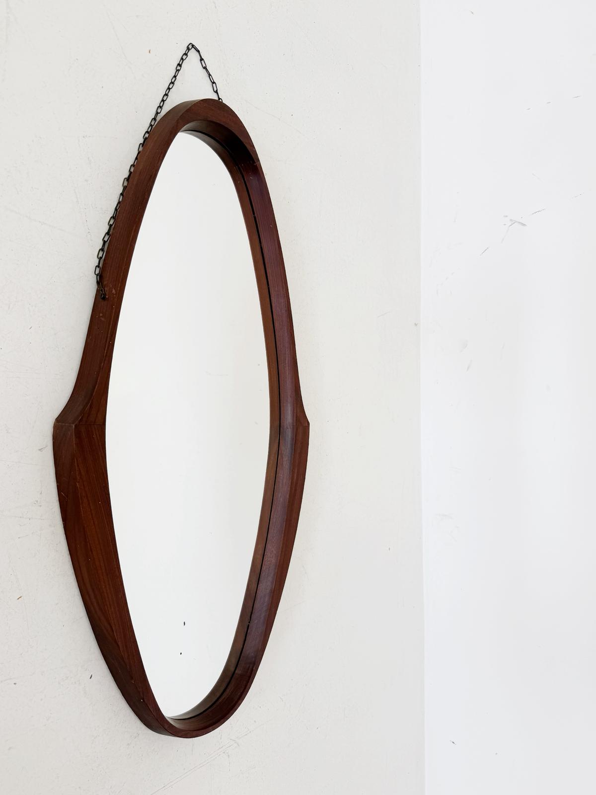 Oval teak mirror, 1950s–60s
