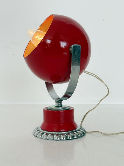 Lampada da tavolo "Occhio" anni '60 in metallo rosso regolabile