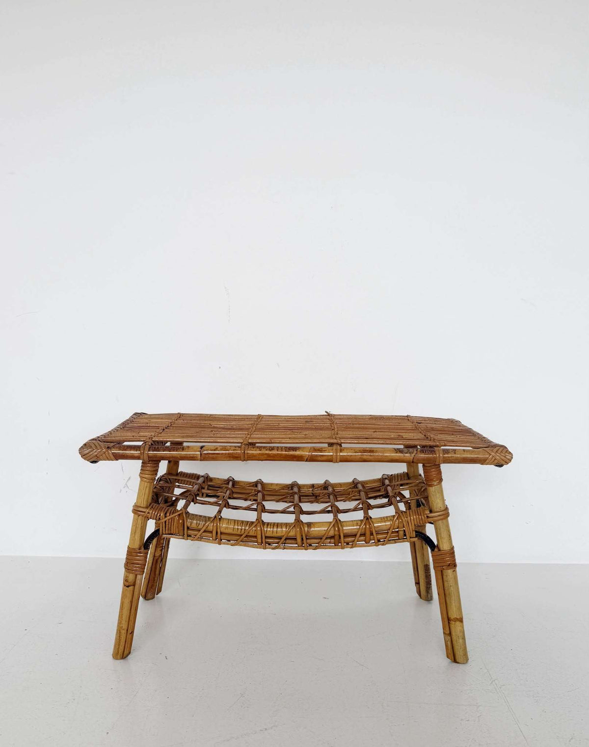 Woven bamboo and rattan coffee table, 1960s/70s