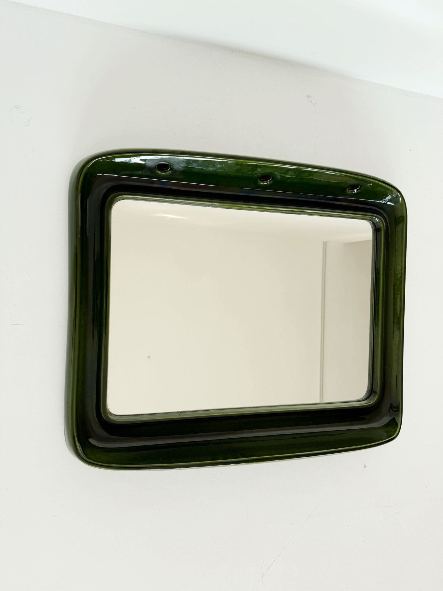 Glazed ceramic mirror, Italy, 1970s