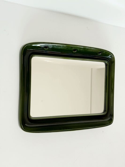 Glazed ceramic mirror, Italy, 1970s
