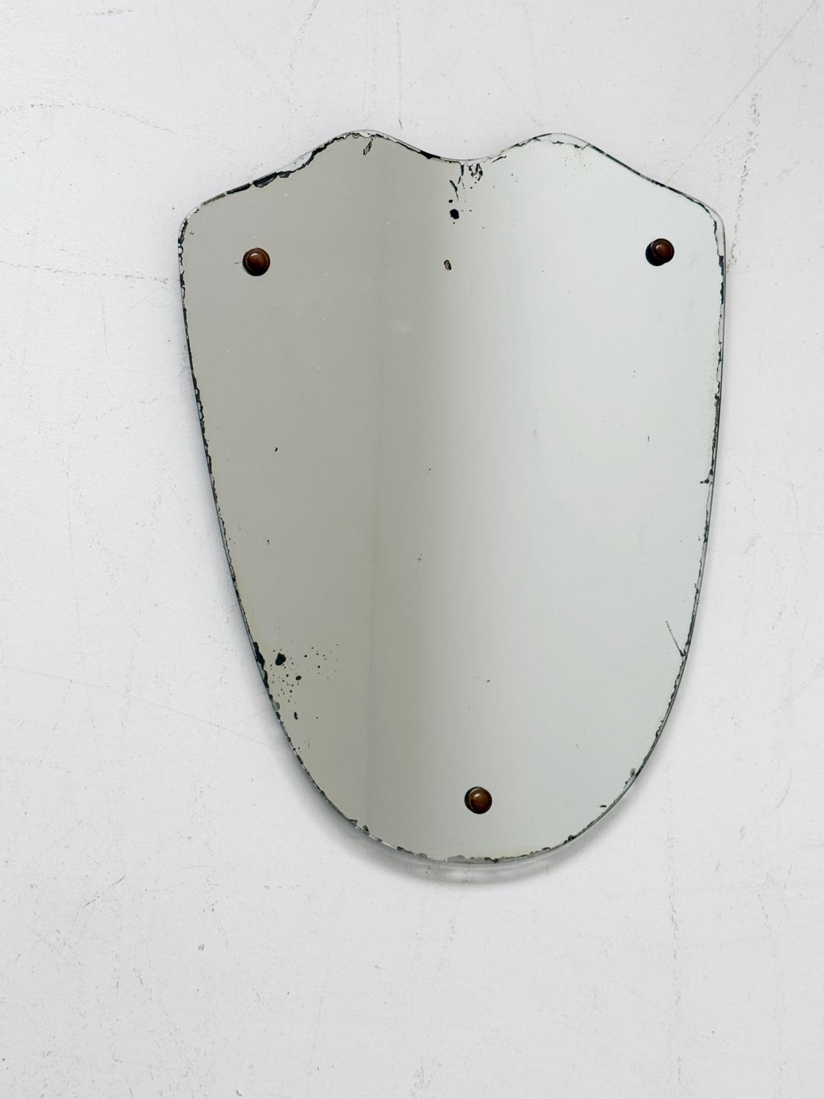 Vintage shaped mirror with brass details – 1940s/1950s
