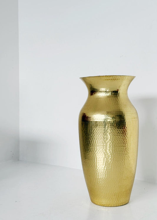 Large handcrafted hammered brass vase, 1970s