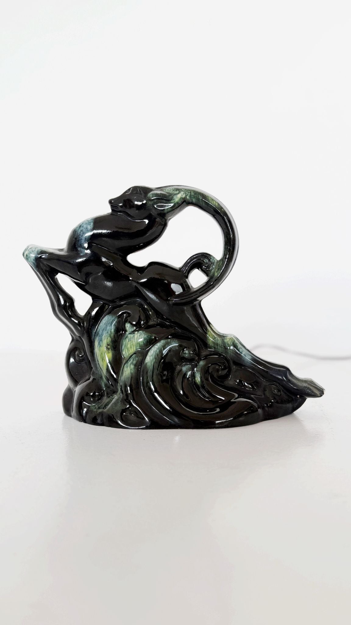 Glazed Ceramic Sculpture Lamp – 1940s/1950s