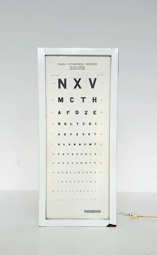 Tavola ottometrica luminosa “Monoyer” – Sbisa Firenze, anni ’60