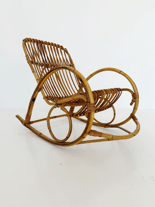 Vintage Rattan Children's Rocking Chair