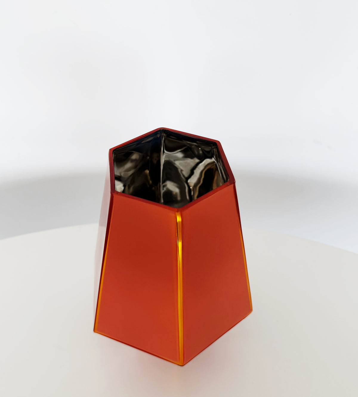 Red geometric glass vase