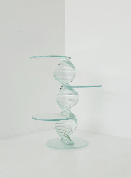 Tavolino scultoreo in vetro laminato - Anni '70/'80