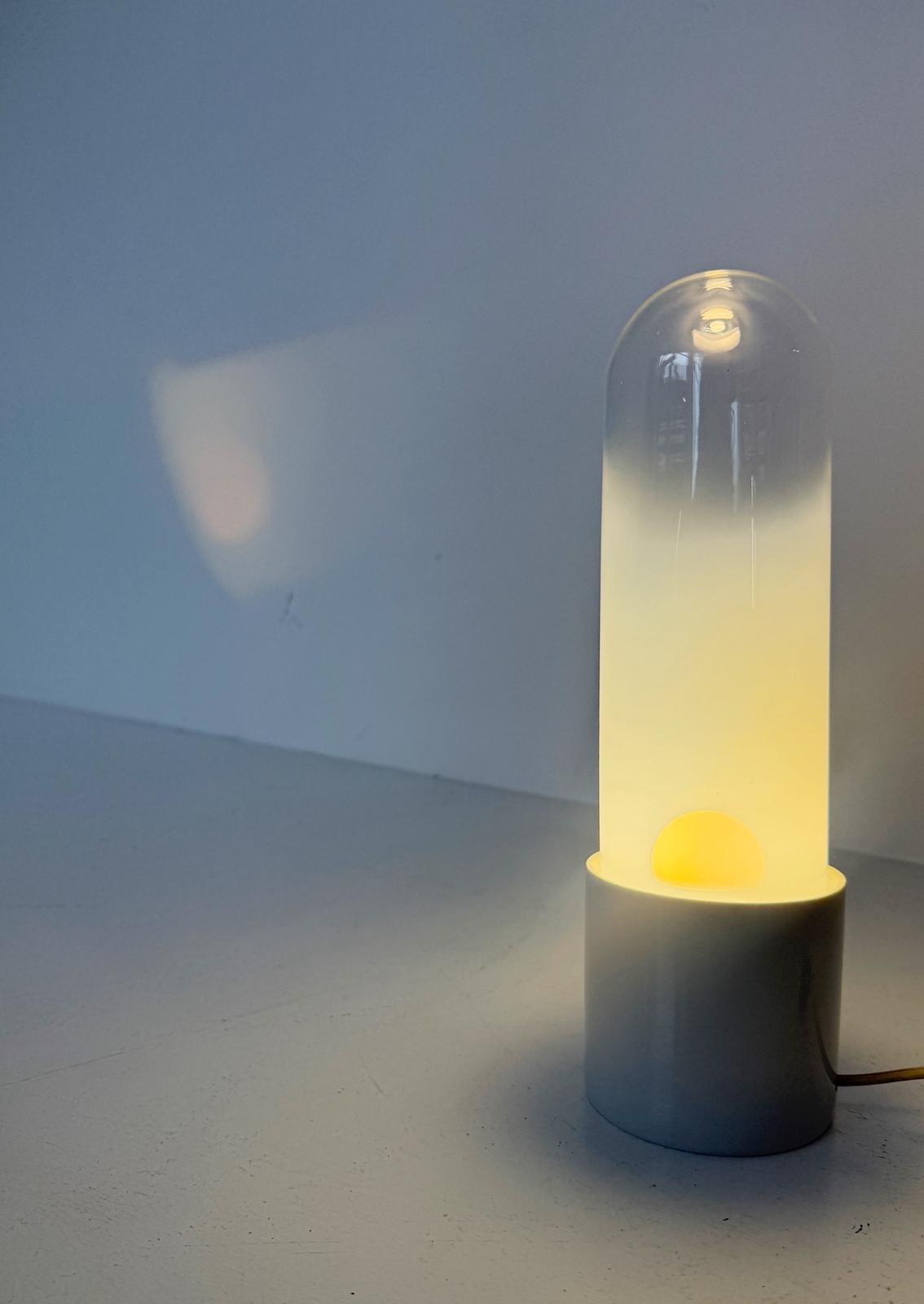 Opal Glass Table Lamp, 1970s