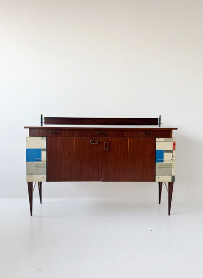 Credenza italiana degli anni '50 in mogano impiallacciato