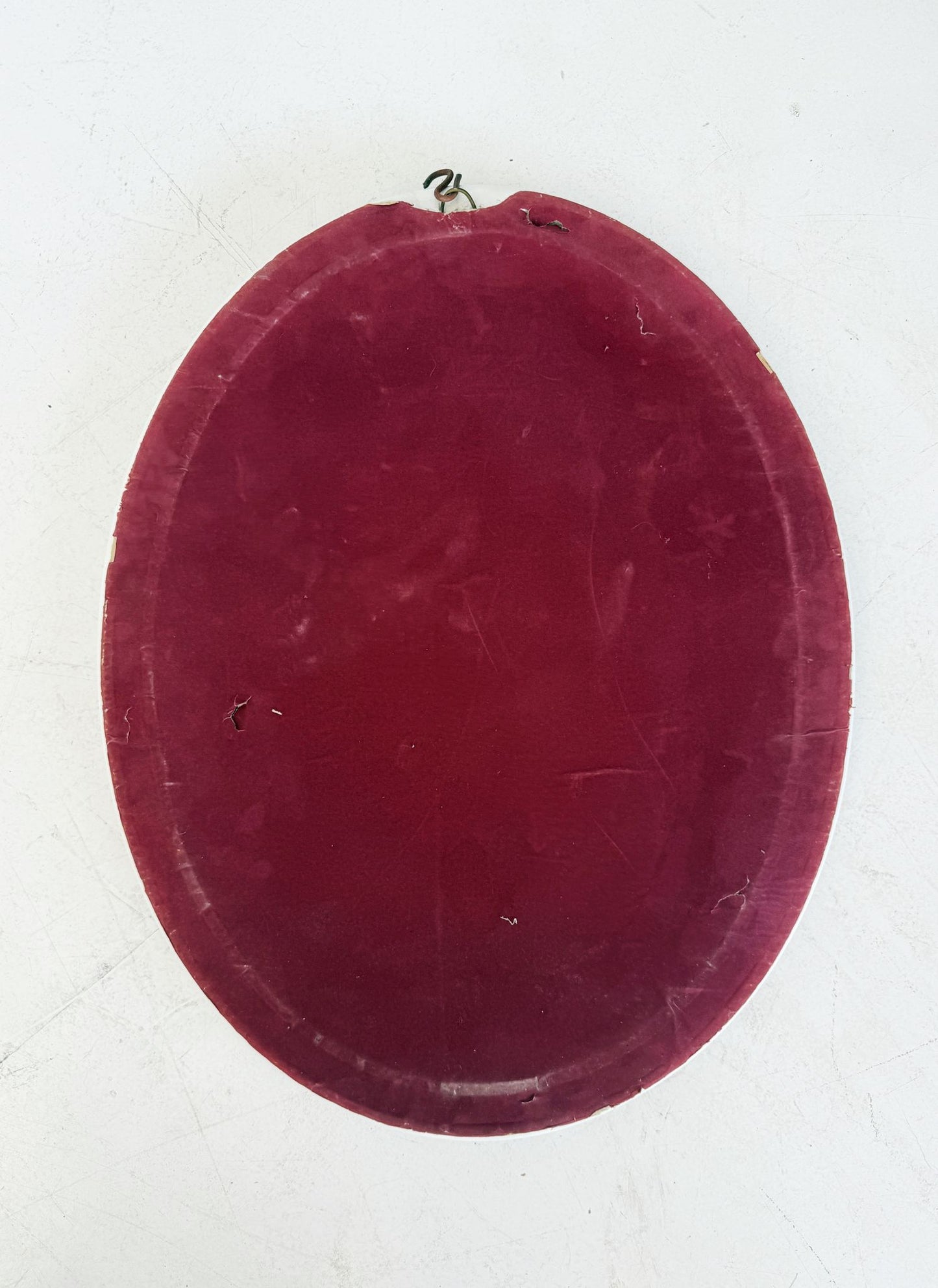 Oval white ceramic mirror, Italy, 1970s