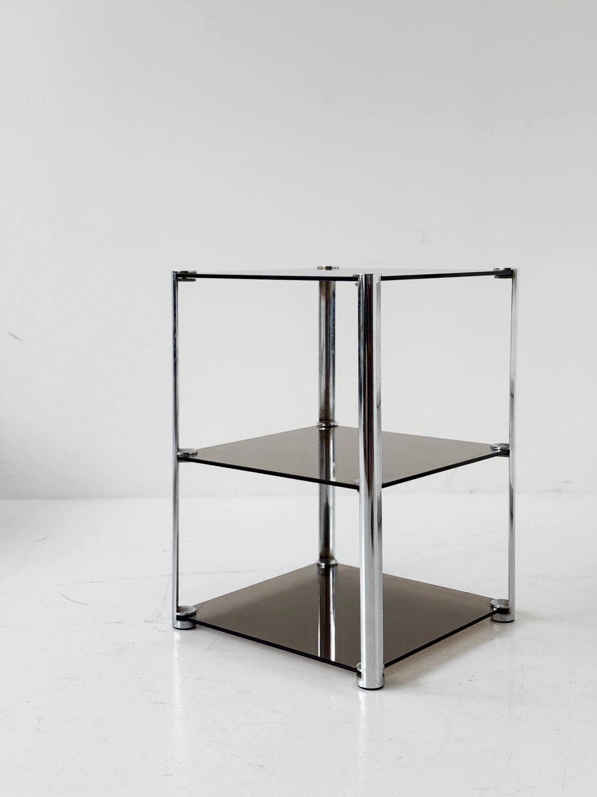 Vintage glass and chrome metal cabinet – 1970s